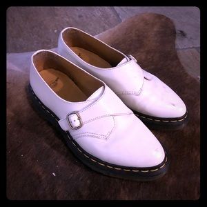 Dr. Marten White cross buckle oxford style shoes